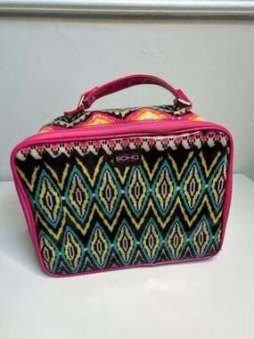London SOHO New York Tribal Ikat Print Travel Cosmetic Makeup Case
